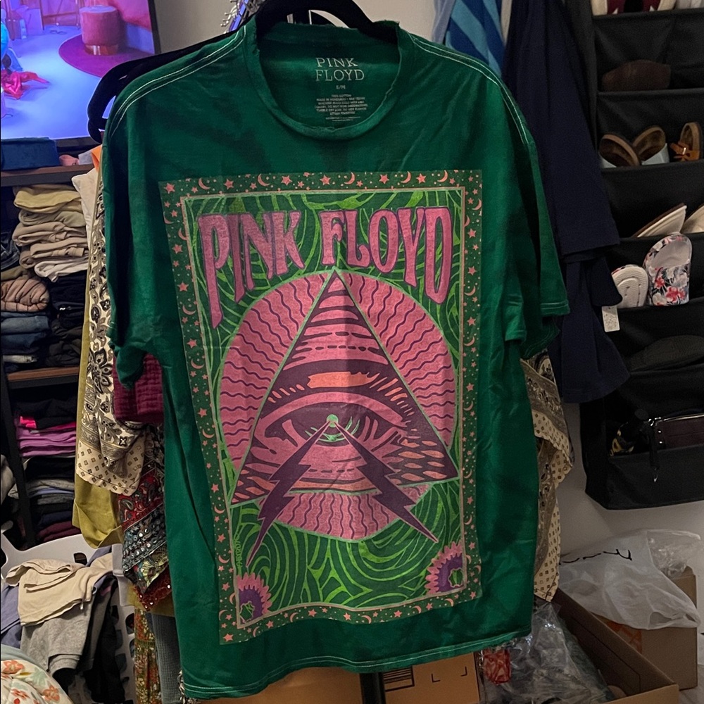 Pink Floyd Green Tee with Pink Accents